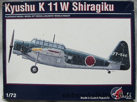 Pavla 1/72 Kyushu K-11W Shiragiku - Bomber Crew Trainer and Kamikaze - Chimtao Kokutai China / Tokushima Kokuta Japan / Surrender Markings (Green Crosses), 72007 plastic model kit